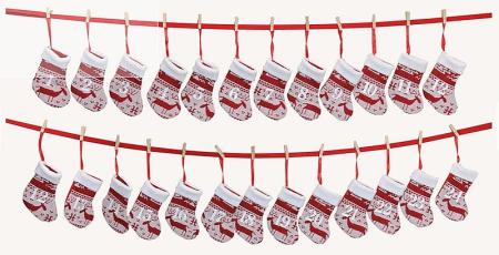 Adventskalender Socken Rot-Weiß